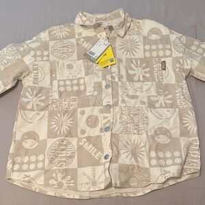 H&M Cream Graphic Button-Up Shirt